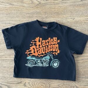 Harley-Davidson Flame Logo Crop Top (Youth L / fits XS-S) Streetwear Y2K